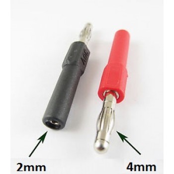 (2) Banana Plug Adapter 2mm Female to 4mm Male